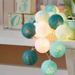 Guirlande lumineuse coton boules 3m 20 led chane lumire pour chambre rideau fte nol anniversaire ...