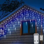 Guirlande lumineuse d'extrieur, 9 m, 300 lumires, glaons, blanc chaud, pour dcorations de nol, mariage, ...