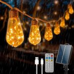 Guirlande lumineuse d'extérieur, guirlande lumineuse solaire avec 16 ampoules, corde de chanvre de 8, ... Guirlande lumineuse d'extérieur, guirlande lumineuse solaire avec 16 ampoules, corde de chanvre de 8, ...
