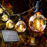 Guirlande lumineuse exterieur solaire, guirlande guinguette solaire 10 + 1 g40 led ampoules �tanche ip44 ...