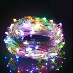 Guirlande lumineuse ext�rieure 100 led, 10 m, � piles, avec t�l�commande et minuterie int�rieure, id�ale ...