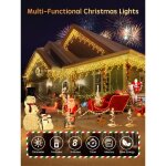 Guirlande lumineuse ext�rieure no�l, 10m 400 led rideau lumineux no�l ext�rieur avec 8 modes et t�l�commande, ...