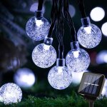 Guirlande lumineuse ext�rieure solaire no�l guinguette blanc froid 30led 6, 5m boule solaire ext�rieur ...