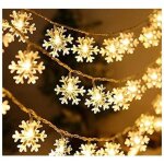 Guirlande lumineuse, flocon de neige guirlande lumineuse, 6m 40 led lumi�res de no�l int�rieur et ext�rieure, ...