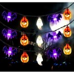 Guirlande lumineuse halloween  piles 20 pieds 30 led citrouille chauve - souris fantme lumires avec ...