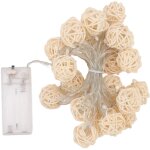 Guirlande lumineuse de lanterne de boule de rotin de 3 m 20 boules de rotin de globe alimentes par batterie ...