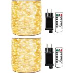 Guirlandes lumineuses led 30m (2 x 30m), 400 leds blanc chaud, fil de cuivre argent�, �tanches avec t�l�comman ...