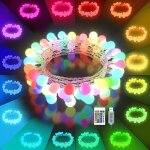 Guirlande lumineuse led multicolore d�corative avec t�l�commande, 16 boules led � 50 couleurs changeantes. ...