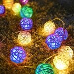 Guirlande lumineuse led de no�l, 40 ampoules, boule en rotin de 5 m, 3 couleurs, lampe boule led style ...