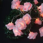 Guirlande lumineuse led � piles motif fleurs roses diam�tre 7 cm, pe (poly�thyl�ne). , rose, 3m 20led ...