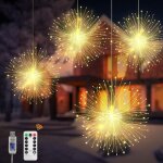 Guirlandes lumineuses de no�l, lot de 4 lampe pissenlit usb 480 led, guirlandes lumineuses �tanches � ...