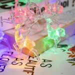 Guirlande lumineuse de no�l, guirlande lumineuse � led multicolore, aliment�e par piles, motif renne, ...
