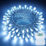 Guirlande lumineuse de nol  piles, 10 m, 100 led, blanche, pour intrieur et extrieur, pour balcon, ...