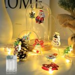 Guirlande lumineuse p�re no�l, bonhomme de neige, renne, sapin, led, � piles, d�coration de no�l portable ...