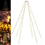 Guirlande lumineuse sapin de no�l anneau 192 led blanc chaud 6x2m int�rieur ext�rieur d�co - toboli