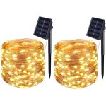 Guirlande lumineuse solaire, 7m 50led guirlande solaire lumineuse ext�rieur, 8 modes �tanche fil de cuivre ...