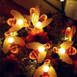Guirlande lumineuse solaire abeilles, 7m 50led guirlande lumineuse exterieure solaire, lampe solaire ...
