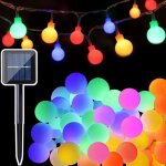 Guirlande lumineuse solaire boule 12m, 100 led guirlande lumineuse multicolore extrieure, 8 modes impermable ...