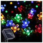Guirlande lumineuse solaire chane fleur cerise fe 50led 8 modes extrieure tanche jardin nol patio ...