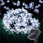 Guirlande lumineuse solaire cha�ne fleur cerise f�e 7m 50led 8 modes, jardin no�l patio d�coration int�rieure ...
