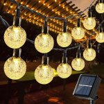 Guirlande lumineuse solaire d'ext�rieur, 12 m, 100 led, boule de cristal �tanche, lumi�res solaires de ...