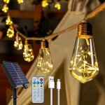 Guirlande lumineuse solaire d'extérieur avec 16 ampoules s17, 8 m, résistante aux intempéries, 8 modes, ... Guirlande lumineuse solaire d'extérieur avec 16 ampoules s17, 8 m, résistante aux intempéries, 8 modes, ...