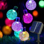Guirlande lumineuse solaire d'extrieur, 7 m, 50 led, tanche, avec 8 modes d'clairage, pour jardin ...