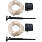 Guirlande lumineuse solaire d'extrieur tanche  led, 12 m chacune, 100 l, blanche, 8 modes, tube en ...
