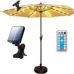 Guirlande lumineuse solaire  led pour parasol de jardin, 8 modes d'clairage avec tlcommande, tanche ...