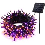 Guirlande lumineuse solaire orange violet, 12m 100 led guirlande solaire exterieur �tanche 8 modes d�coration ...