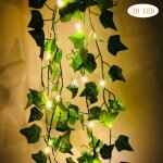 Guirlande lumineuse de vigne artificielle, 1 paquet de guirlandes lumineuses de plantes vertes fausse ...