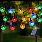 Guirlande solaire exterieur, 12m 100led 8 modes cristal boules guirlande lumineuse exterieure solaire, ...