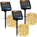 Guirlande solaire exterieur 12m 120led ?lot de 3? guirlande lumineuse exterieure solaire �tanche blanc ...