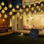 Guirlande solaire ext�rieure 12m 100 led guirlande lumineuse blanc chaud avec 8 modes & �tanche ip65 ...