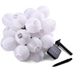 Guirlande solaire led ext�rieure ? 30 lampes, 6 m ? blanc chaud, �tanche ? jardin / terrasse