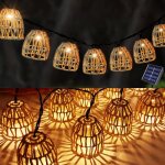 Guirlande solaire, guirlandes lumineuses solaires, 10 boules solaires en rotin  led, guirlandes lumineuses ...