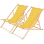 Lot de 2 transats en bois chilienne - 107 x 56. 5 x 81 cm - jaune Lot de 2 transats en bois chilienne - 107 x 56. 5 x 81 cm - jaune
