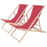 Lot de 2 transat en bois  chilienne  - 107 x 56. 5 x 81 cm - rouge
