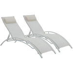 Habitat et jardin - bain de soleil en aluminium 'beauty' - phoenix - ecru - lot de 2 Habitat et jardin - bain de soleil en aluminium 'beauty' - phoenix - ecru - lot de 2