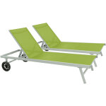 Habitat et jardin - bain de soleil en aluminium et textilne 'bella' - phoenix - vert - lot de 2