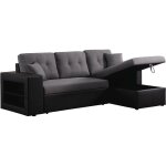 Habitat et jardin - canap� d'angle convertible / r�versible 'axel' - 3 places - noir / gris