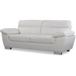 Habitat et jardin - canap� fixe en cuir reconstitu� et pvc 'dallas' - 210 x 88 x 90 cm - 3 places - blanc ...
