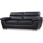 Habitat et jardin - canap fixe en cuir reconstitu et pvc 'dallas' - 210 x 88 x 90 cm - 3 places - noir ...