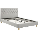 Habitat et jardin ? lit double emmy 140 x 190 cm ? tissu 100% polyester beige ? structure en bois robuste ...