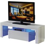 Habitat et jardin - meuble tv led 'borda' - 130 x 34 x 45 cm - blanc laqu