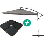Parasol jardin d�port� alu  ilios 3  - carr� - 3 x 3 m - gris - dalles incluses