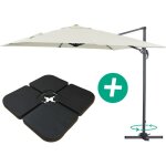 Parasol jardin d�port� alu  sun 3  - carr� - 3 x 3 m - ecru - dalles incluses