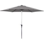 Parasol jardin droit alu  sol  - rond - � 3m - gris