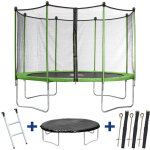 Trampoline ' yoopi ' - � 4. 25 m - avec filet + �chelle + couverture + kit d'ancrage