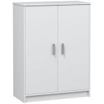 Habitdesign - meuble  chaussures avec deux portes battantes et six tagres, couleur blanche, dimensions ...